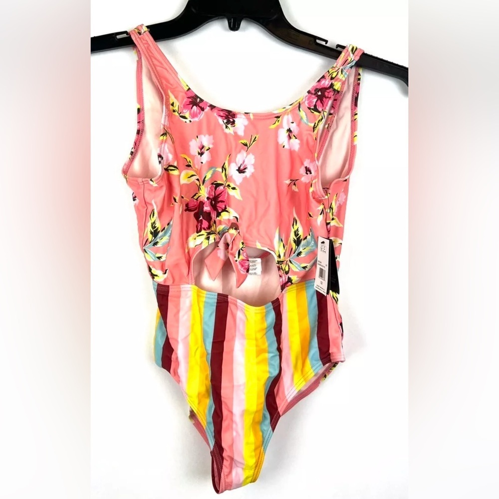 Volcom Girl’s Floral/Striped One Piece Swimsuit Size 12